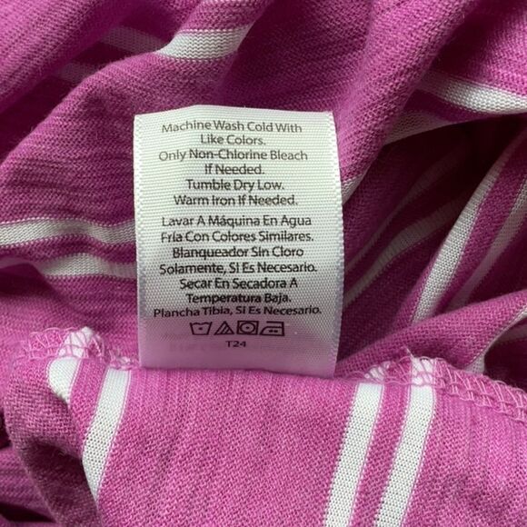 NWOT Time and Tru Women's Short Sleeve Tee Purple White Stripes XL 16-18 Cotton - Picture 5 of 7
